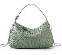GUOXU Woven Leather Crossbody Bag Handbag Evening Small Vegan Leather Purse Women Underarm Bag(Green)