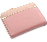GUOXU Zipper Purse Generous Coin Purse Wallet Clip Certificate Holding Bag Short Lady(Pink)