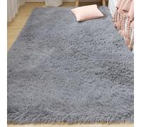 GUOYFEN Low Pile Area Rug 150 x 260 cm Shaggy Soft Furry Plush Shaggy Carpet Easy to Clean for Bedroom Living Room, Light Grey