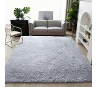 GUOYFEN Shaggy Rug 220 x 250 cm Non Slip Underside Fluffy Shaggy Rugs Easy to Clean, Many Different Sizes for Bedroom Bedside Living Room, Light Grey