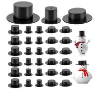 GUOYIHUA Pack of 100 Mini Top Hats for Crafts, Black Plastic Cylinder Hats, 3 Sizes, Mini Hat Craft Supplies for Snowman Decoration, Christmas Party