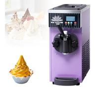 guoyjmm 450W Single Flavor Commercial Soft Ice Cream Maker, Countertop Stainless Steel Design, 4-5 Kg/H Yield, LCD Panel Control, for Restaurants, Dessert Shops Purple