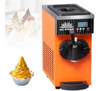 guoyjmm 450W Single Flavor Commercial Soft Ice Cream Maker, Countertop Stainless Steel Design, 4-5 Kg/H Yield, LCD Panel Control, for Restaurants, Dessert Shops Orange