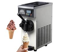 guoyjmm Commercial Soft Ice Cream Machine, Single Flavor Ice Cream Maker for Home, 4-5kg/H Output, LCD Panel, Automatic Cleaning Pre-Cooling, For Yogurt, Coffee, Snack Bar, Restaurant White