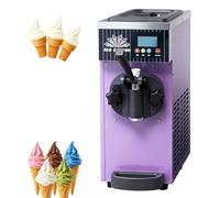 guoyjmm Ice Cream Maker Machine for Home, 450W Single Flavor Commercial Soft Ice Cream Maker, 4-5kg/H Output, 2.5L Refrigerated Hopper, 1L Freezing Tank, LCD Panel, Automatic Cleaning Purple