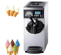 guoyjmm Ice Cream Maker Machine for Home, 450W Single Flavor Commercial Soft Ice Cream Maker, 4-5kg/H Output, 2.5L Refrigerated Hopper, 1L Freezing Tank, LCD Panel, Automatic Cleaning Metallic