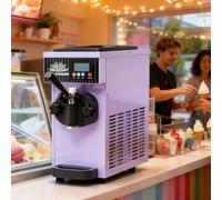 guoyjmm Single Flavor Ice Cream Machine, Commercial Electric Soft Serve Ice Cream Maker 4-5 kg/H, Stainless Steel, LCD Panel Control, 450W Power for Home, Bars, Restaurants Purple