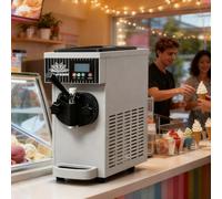 guoyjmm Single Flavor Ice Cream Machine, Commercial Electric Soft Serve Ice Cream Maker 4-5 kg/H, Stainless Steel, LCD Panel Control, 450W Power for Home, Bars, Restaurants White