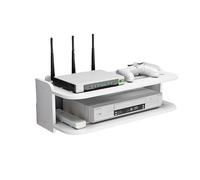 Guoyoocc Floating Tv Shelf Set-top Box Shelf,Sky Box Shelves,Unit Storage Rack,Cable Box,2 Tier Wall Mounted Media Console For Cable Boxes/Routers/Remotes/DVD Players/Game Consoles,White