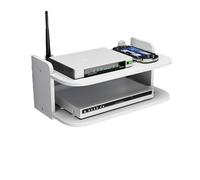 Guoyoocc Floating Tv Shelf Set-top Box Shelf,Sky Box Shelves,Unit Storage Rack,Cable Box,2 Tier Wall Mounted Media Console For Cable Boxes/Routers/Remotes/DVD Players/Game Consoles,White
