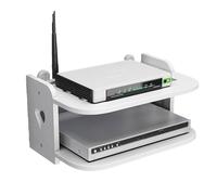 Guoyoocc Floating Tv Shelf Set-top Box Shelf,Sky Box Shelves,Unit Storage Rack,Cable Box,2 Tier Wall Mounted Media Console For Cable Boxes/Routers/Remotes/DVD Players/Game Consoles,White