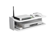 Guoyoocc Floating Tv Shelf Set-top Box Shelf,Sky Box Shelves,Unit Storage Rack,Cable Box,2 Tier Wall Mounted Media Console For Cable Boxes/Routers/Remotes/DVD Players/Game Consoles,White