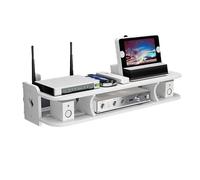 Guoyoocc Floating Tv Shelf Set-top Box Shelf,Sky Box Shelves,Unit Storage Rack,Cable Box,2 Tier Wall Mounted Media Console For Cable Boxes/Routers/Remotes/DVD Players/Game Consoles,White