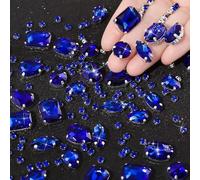 GUOYOU 186 Pieces AB Sewing Gems Six Styles of Craft Rhinestones Metal Claw-Set Sewing Rhinestones Suitable Jewels for Crafting DIY Clothes Jewelry Handicrafts Clothing Shoes and Hats (Sky Blue)