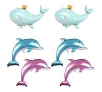 GUOYOU 6 PCS Giant dolphin Foil Balloon Party Decoration, 35 Inch dolphin Foil Balloon, Birthday Party dolphin Decorations, for Children's Birthdays, Theme Parties, Under the Water Party（3 Types）