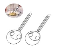 GUOYOU Danish Dough Whisk, 2 Pcs Double Eyes Stainless Steel Bread Dough Whisk, Bread Whisk, Egg Beater, Bread Dough Mixer Making Accessories, Dutch Whisk for Bread Cake Kitchen Pastry Flour