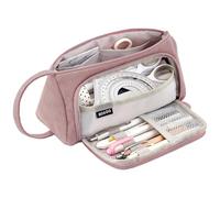 GUOYOU Pencil Case Cord Fabric, Large Pencil Case, Pencil Case Teenager Pencil Case, Pencil Case Stationery Bag Pencil with Carry Handle Pen Loops for Girls School Office, pink, pencil case