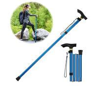 GUOYOU Walking Stick Extendable Folding Aluminium Walking Cane Adjustable Mobility Aids Walking Stick for Seniors Disabled Ladies Men Outdoor Accessories Height 95cm Approx (Blue)