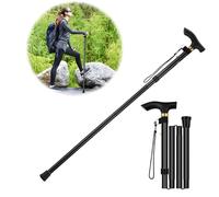 GUOYOU Walking Stick Extendable Folding Aluminium Walking Cane Adjustable Mobility Aids Walking Stick for Seniors Disabled Ladies Men Outdoor Accessories Height 95cm Approx (Black)