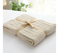 GUOZHAN Cotton Blanket Handmade Soft Knitted Solid Color Plaid Throw Blanket on Sofa Bed Plane Warm Bedspreads Gift