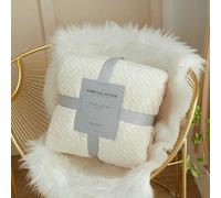 GUOZHAN Simple And Modern Four Season Universal Wheat Ear Pattern Blanket Coral Fleece Blanket Air Conditioner Thickened Nap Blanket