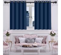 GUOZHEN Blackout Curtains 204 x 171 cm Soft Thermal Insulated Black Out Blackout Curtains Bedroom Super Soft for Window Home Fashion Decor, Navy Blue