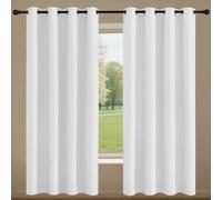 GUOZHEN Dim Out Curtains/Curtains for Living 196 x 229 cm Pencil Pleat Blackout Thermal Bedroom Blackout Curtains Eyelet for Bedroom, Kitchen, Nursery, White