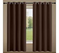 GUOZHEN Dim Out Curtains/Curtains for Living 224 x 226 cm Pencil Pleat Blackout Thermal Bedroom Blackout Curtains Eyelet for Bedroom, Kitchen, Nursery, Brown
