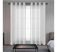 GUOZHEN Sheer Curtains for Living Room 240 x 145 cm Semi Transparent Voile Curtains Sheer Solid Color for Living Room Bedroom French Door, Light Grey