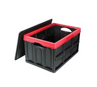 GUOZI 30 Liter Collapsible Storage Bin with Lid, Durable Plastic Folding Storage Crate, Stackable Storage Box Organizer Container for Keepsake Toy Photos Office Nursery Wardrobe Bookshelf etc.