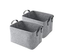 GUOZI Storage Basket, Collapsible Rectangular Felt Storage Bins with Handles, Large Laundry Basket Storage Solution for Office Nursery Wardrobe Bookshelf Bedroom Keepsake Toys