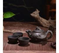 GUOZIF 150ml Yixing Teapot Purple Clay Kung Fu Tea Set Handmade Dragon Elephant Squirrel Tea Pot With 3pcs Cup Set