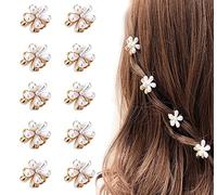 Guozihao 10 Pcs Small Mini Pearl Claw Clips with Flower Design, Sweet Artificial Bangs Clips Decorative Hair Accessories for Women Girls