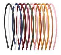 Guozihao 12Pcs Colorful Slim Thin Plastic Headband With Teeth, 4mm Skinny Plain Hair band Elastic Hair Hoop Holder Headpiece Craft DIY Accessories for Women Girls