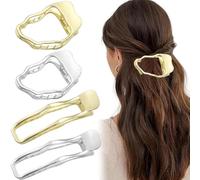 Guozihao 4PCS Flat Claw Clips for Women, Geometric Metal French Hair Barrette Non-slip Hair Alligator Clips for Thick Hair Fashion Hair Accessories