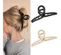 Guozihao 5 Inch Claw Clamp 2 Packs Thick Long Hair Stylish Strong Non-Slip Clip Black White Two Tone