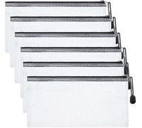 Guozihao 6 x Mesh Pencil Bag 4.25 x 9.25 Inches Waterproof A6 Size Zip Document Storage Bag for Office Home Travel