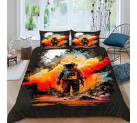 GUOZLIE Astronaut Colorful Bedding Set 3D Design Starry Sky Theme Duvet Cover Set Chic Breathable Quilt Cover Suitable for Family, Couple, Children with Pillow King（220x240cm）
