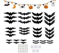 Gupcaqosjw 3D Halloween Bat Decals - 36 Pack Self-Adhesive Bat Wall Decorations Glow At Night, For Window Wall Room Party Festival Decoration Assorted Sizes