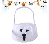 Gupcaqosjw Halloween Candy Bags, Portable Non-Woven Candy Organizer Bags with Handle - Terrible Storage Basket for Women, Boys, Girls, Teens and, White Ghost Fleece, Se référer au descriptif, Refer to