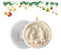 Gupcaqosjw Nativity Mould, Jesus Birth Fondant Moulds, 3D Round Easy-Release Silicone Mould, Christmas Mould for Resin, Fondant, Plaster, Soap Chocolate, Craft, DIY Decoration