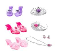 Gupcaqosjw Princess Dress Up Shoes, Pretend Jewelry Toys Set, Princess Accessories With Crowns, Necklaces, Bracelets, Rings, Earrings And Slippers(heels), For Girls Aged 3 To 6, For Dress Up Games