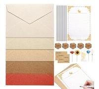 Gupcaqosjw Stationery Paper and Envelopes Set,Letter Paper Stationery Set with 5 Envelopes | Stationery Set for Inviting Cards, Multipurpose, No Deforming, Tracing, Painting, Printing