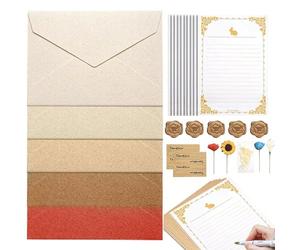 Gupcaqosjw Stationery Paper and Envelopes Set,Letter Paper Stationery Set with 5 Envelopes | Stationery Set for Inviting Cards, Multipurpose, No Deforming, Tracing, Painting, Printing