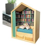 Gupcaqosjw Tiny Bookshelf Age 12+ Stress Toy, Tiny Bookshelf With Small Books, Anxieties Bookshelf Shake Away Your Anxieties, Small Anxieties Bookshelf With 200 Books And 2 Cushions For Book Lover 23x17x10cm