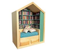 Gupcaqosjw Tiny Bookshelf Stress Toy, Tiny Bookshelf With Small Books, Anxieties Bookshelf Shake Away Your Anxieties, Small Anxieties Bookshelf With 200 Books And 2 Cushions For Book Lover 23x17x10cm