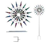 Gupcaqosjw Wind Spinner, Wind Spinner Garden, 3D Wind Powered Kinetic Sculpture, 31 x 2 x 93 cm, Metal Wind Spinner, Rustproof Garden Stake, Wind Chime, for Patio, Lawn and Garden Decoration, Silver