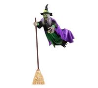 Gupcaqosjw Witch Halloween Decorations, 180cm Halloween Witch Animated Decorations, Flying Witch Decoration, Flying Hover Witch With Scary Sounds And Lights For Front Porch Yard Garden