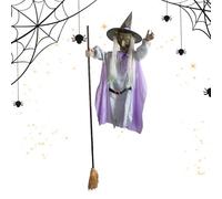 Gupcaqosjw Witch Halloween Decorations, 180cm Halloween Witch Animated Decorations, Flying Witch Decoration, Flying Hover Witch With Scary Sounds And Lights For Front Porch Yard Garden