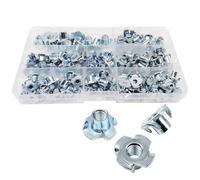 GUPEB 1 Box 115pcs M4 M5 M6 M8 Thickened Steel Four Claws Speaker Nut Blind Pronged Insert T-nut Wood Furniture